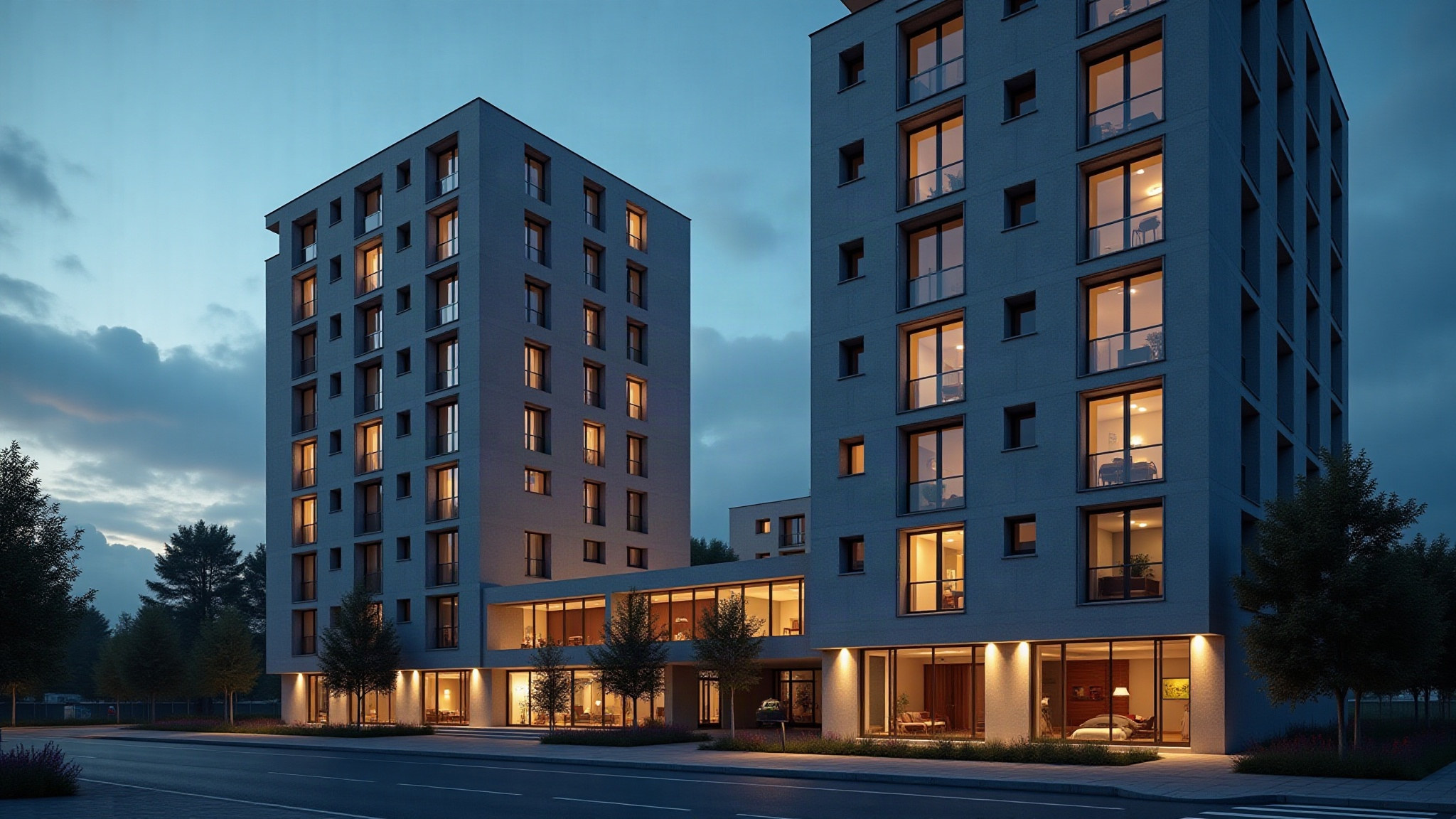 Tamamlanmış modern konut ve iş merkezi projesi
